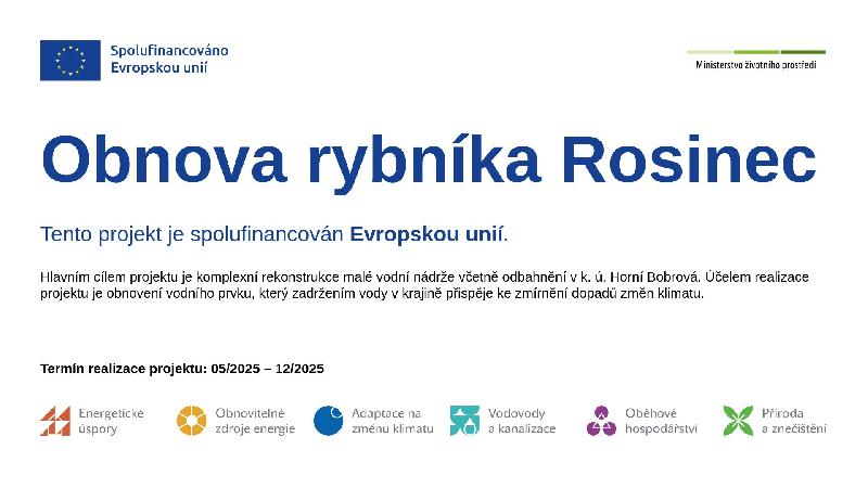 Obnova rybníka Rosinec - 2025